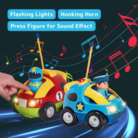 PREXTEX 2 Pack Cartoon Remote Control Cars for Toddlers - Race Car/Police Car - image 4