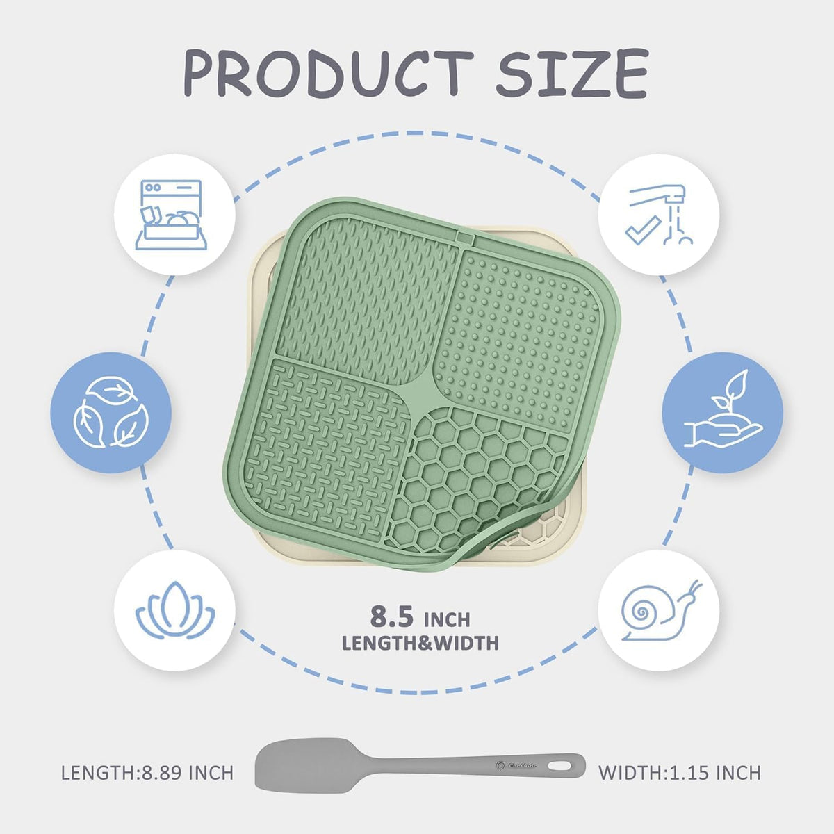 ChefAide 2 Pack Lick Mat for Dogs - Green & Beige - image 2