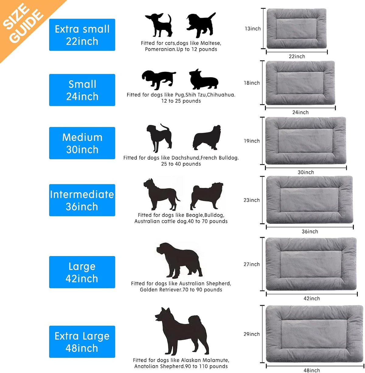 Dog Crate Pad Washable Dog Bed for Crate Medium Cozy Mat 36-Inch Gray – Essentials for Dogs - 36.0"L x 23.0"W x 1.0"Th / gray - image 2