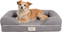 Friends Forever Large Dog Bed Couch - Memory Foam Dog Bed / Chester Grey / 25.0"L x 20"W x 5.5"Th