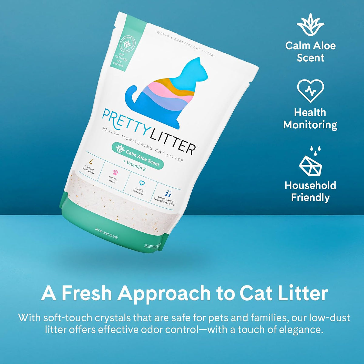 PrettyLitter Health Monitoring Cat Litter - Calm Aloe / 6 LB (Pack of 2) - image 3