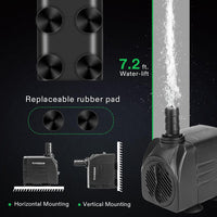 VIVOSUN 480GPH submersible water pump with adjustable flow valve and suction cups - view 3