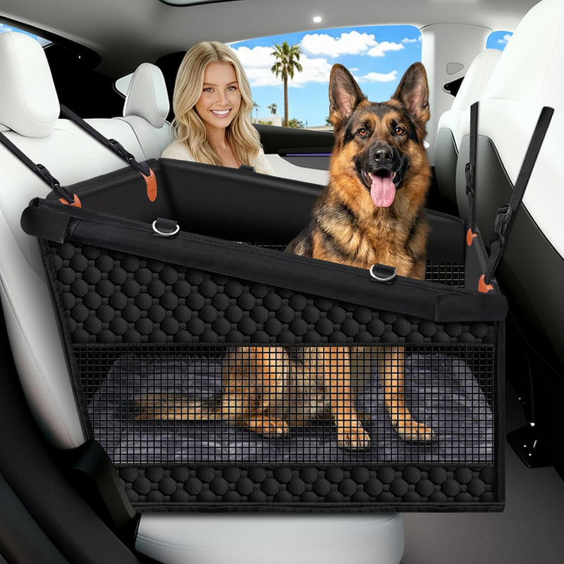 Large Dog Car Seat Half Back Seat Extender with Hard Bottom – Essentials for Dogs - Black / Extra Large