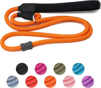4 ft braided nylon slip rope dog training leash with padded handle