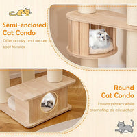 Tangkula 69” Tall Cat Tree, Multi-Layer Wood Cat Tower with Scratching Posts, Perch, Condo, Space Capsule, Hammock, Washable Cushions, Modern Cat Tree Tower for Indoor Cats Large Adult