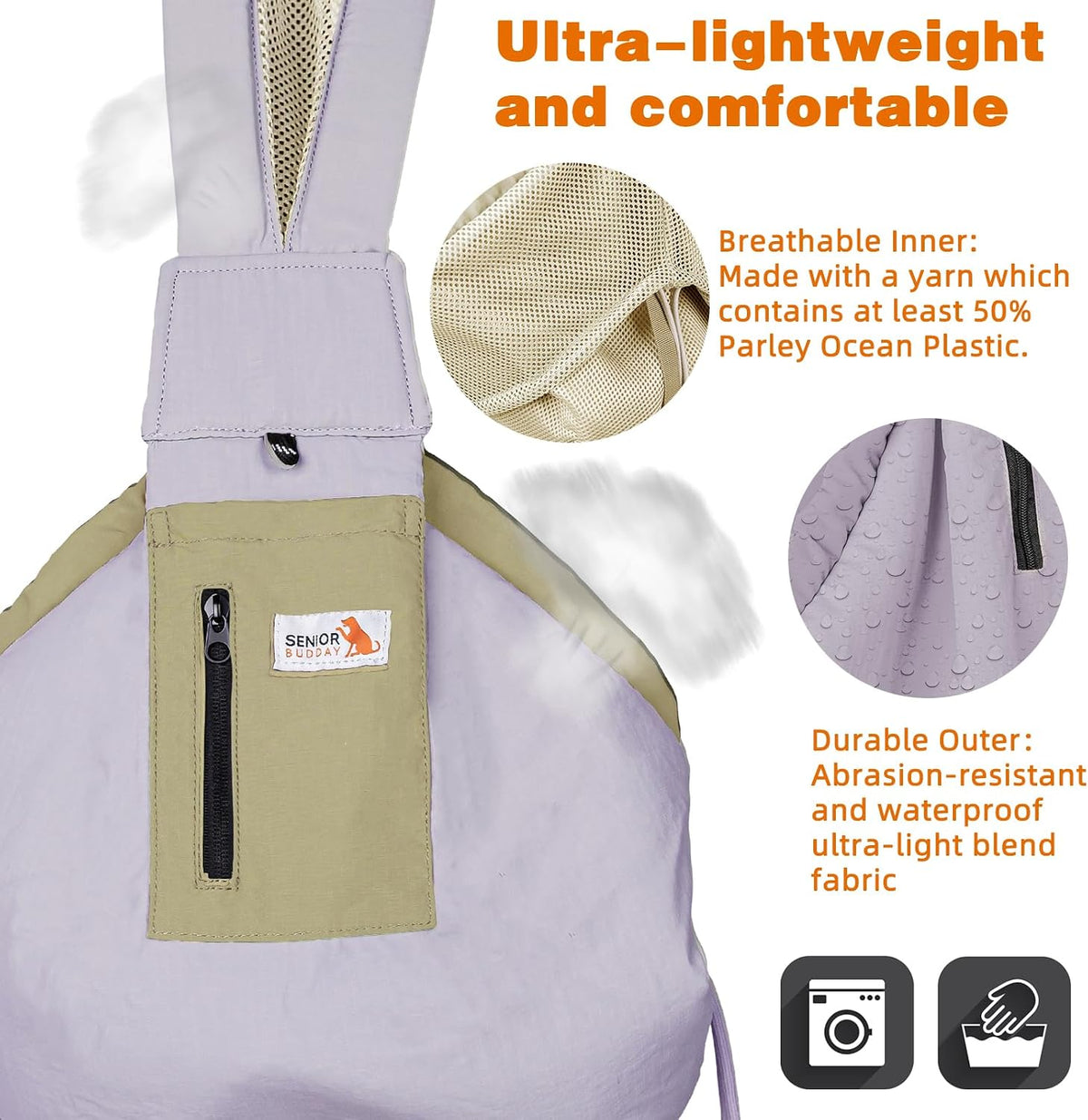 Dog Carrier Sling, Dog Carriers for Small Dogs Up to 20lbs - Purple - image 2