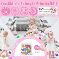 GOGOSO Ball Pit Balls Stars Moon Shapes Plastic Pitballs for Child - 100 balls / Bright Mix 8 Colors - image 2