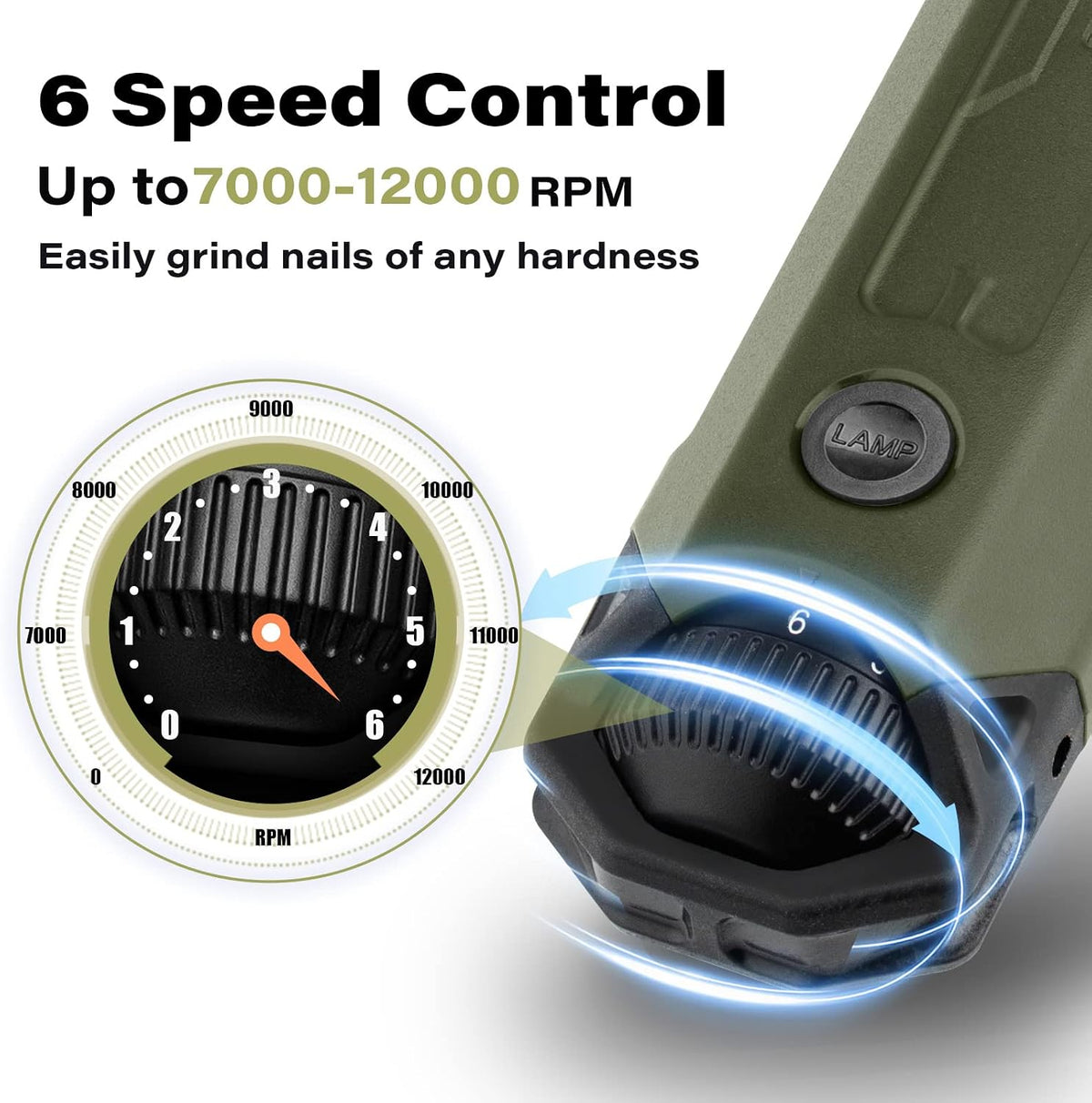 Casfuy 6-Speed Dog Nail Grinder - Army Green - image 2