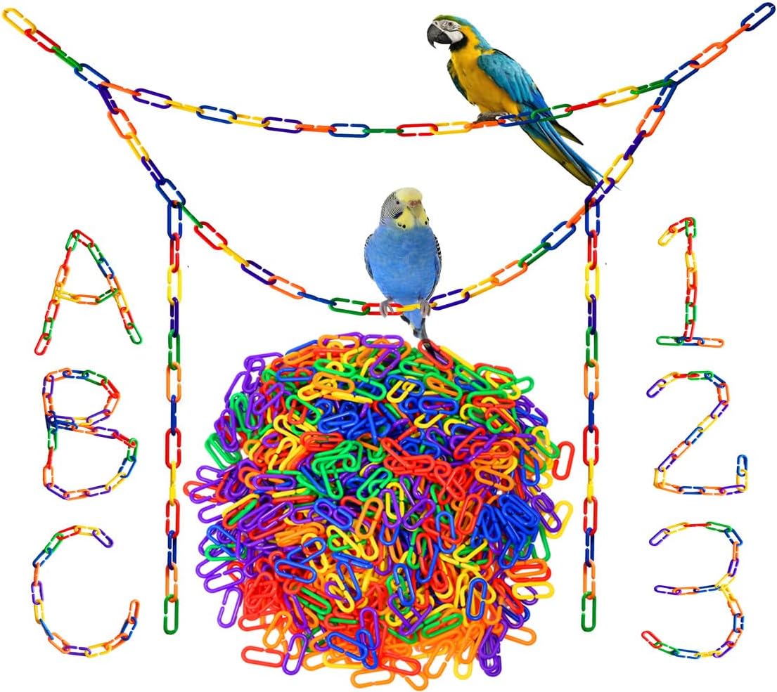 200Pcs Black C-Clips Plastic Chain Links for Birds & Small Pets – Essentials for Birds - Rainbow / 600Pcs
