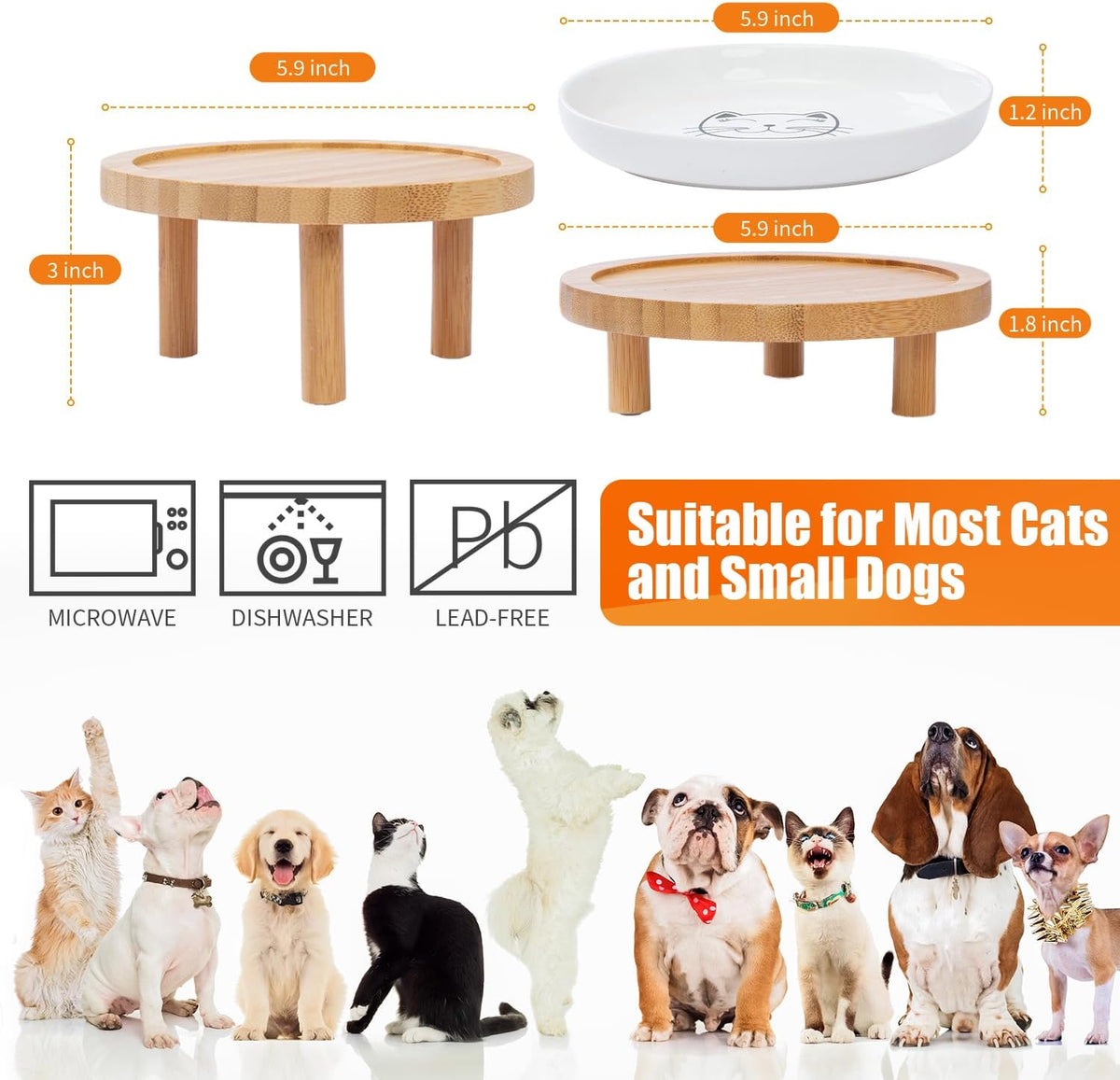 Shallow Wide Elevated Cat Bowls Whisker Fatigue – Essentials for Cats - Grey / Plate with stand(set of 2) - image 3