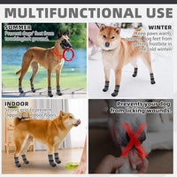 KOOLTAIL Dog Socks to Prevent Licking Paws for Hardwood Floors Anti Slip, Winter Warm Pet Boots&Paw Protector with Grippers, Double Sides Dogs Shoes Booties for Small Medium Large Senior Puppy Grey S
