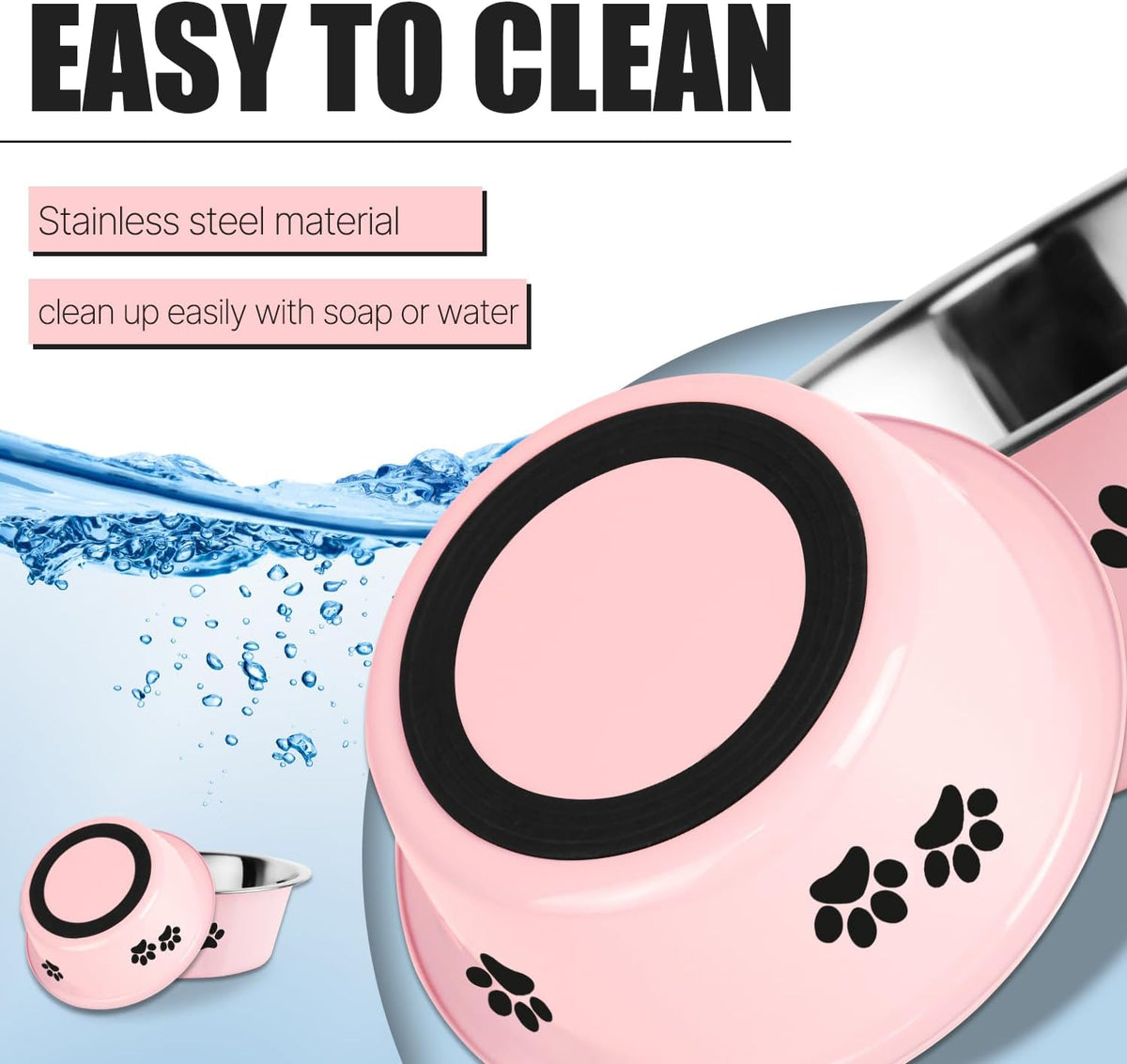 Stainless Steel Dog Bowls - Pink / 8.5 Cups/71 OZ - image 3