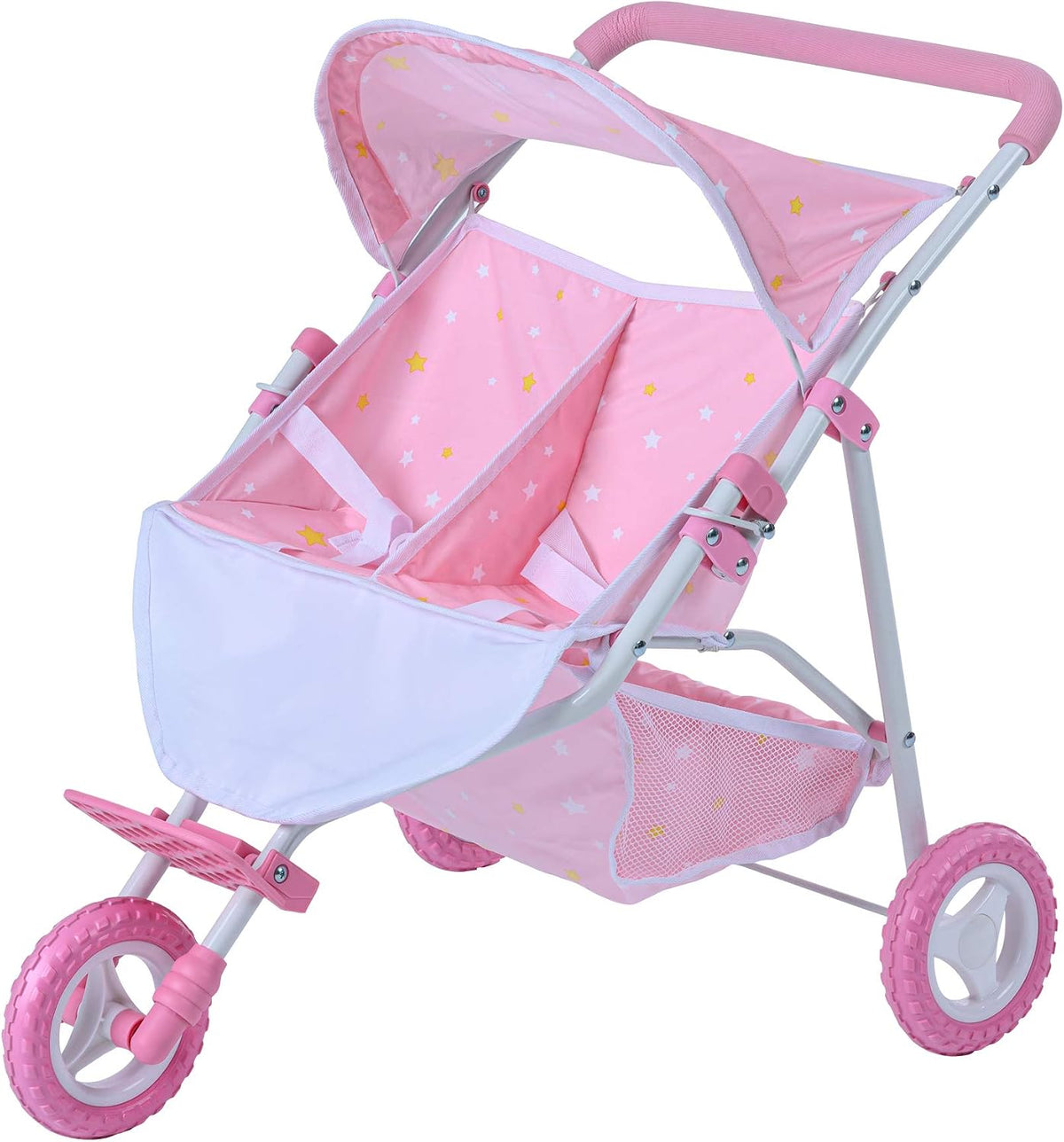 Olivia's Little World Doll Jogging-Style Stroller with Canopy - Light Pink Twin Jogging