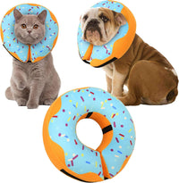Inflatable donut recovery collar for dogs and cats with adjustable straps