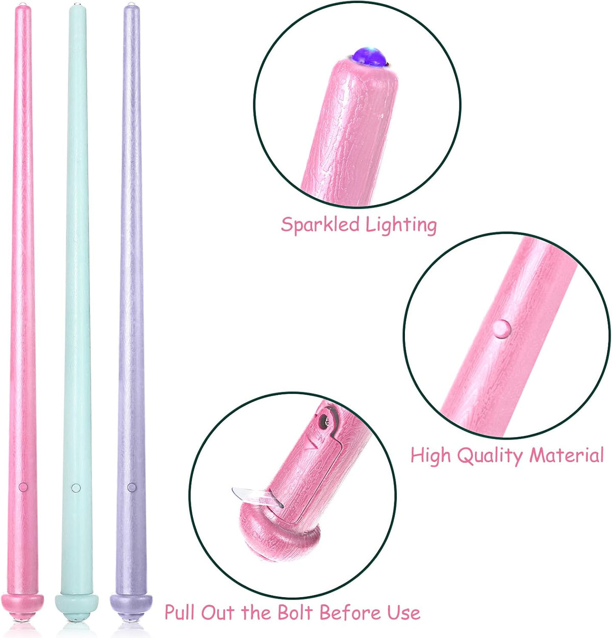 Skylety three light up magic wands in pink, purple and blue - view 15