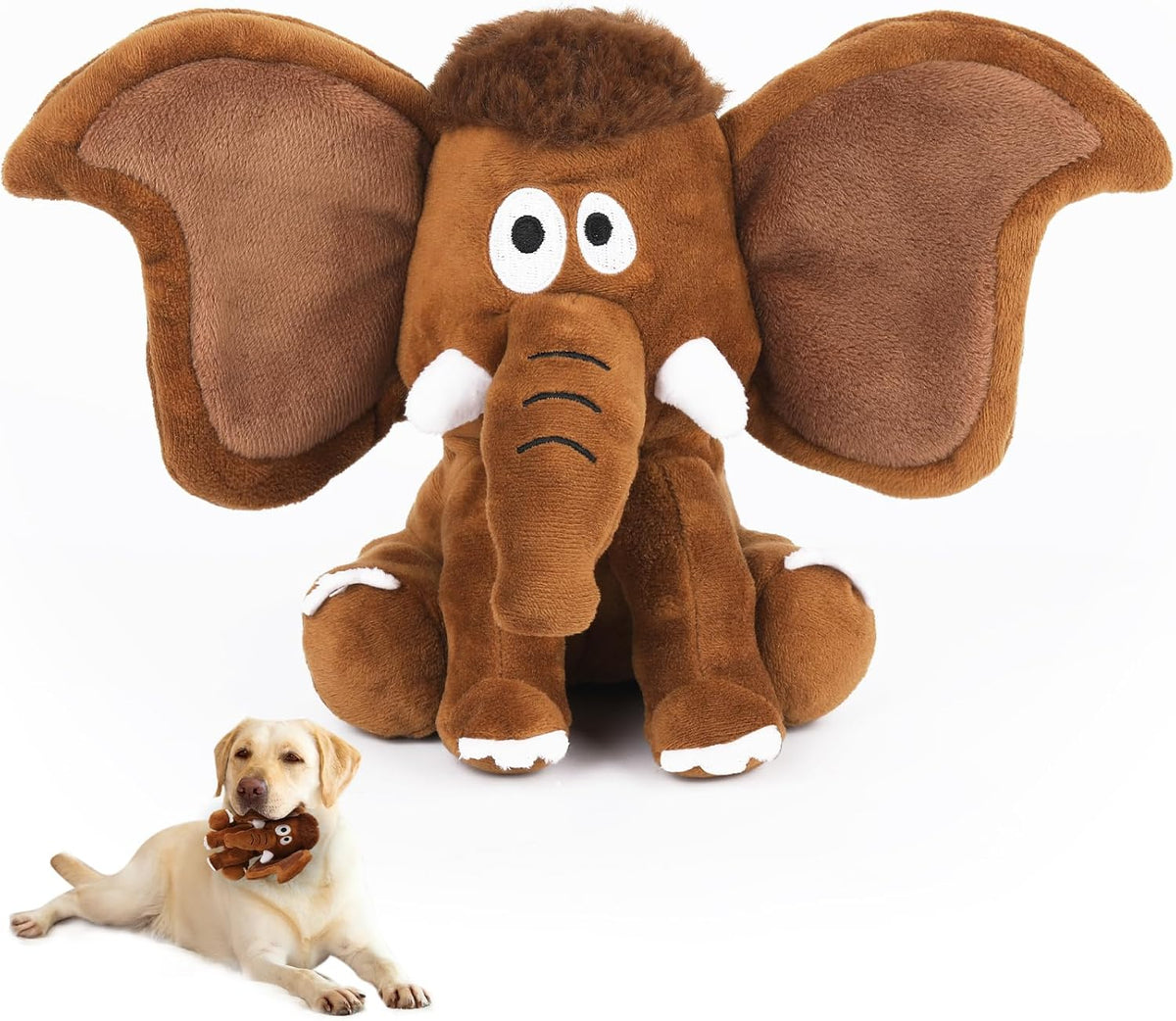 Letsmeet Plush Dog Toy with Crinkle Paper - Mammoth