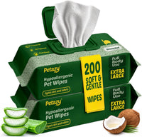 Pet Wipes for Dogs & Cats, Paws, Ears & Butt Cleaning - Unscented / 200