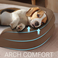Soft Touch Orthopedic Dog Bed for Large Dogs with Faux Fur Top, Waterproof Pet Couch Bed with Removable Washable Cover and Supportive Foam Filling (Brown, Large)