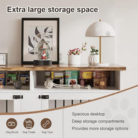 Dog Crate Furniture for 2 Dogs, 55 Inch Dog Crate Indoor with Removable Divider and Shelf Storage, Wooden Dog Crates for Medium/Large Dogs, White