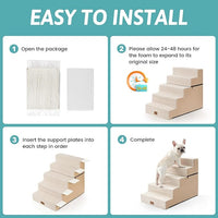 Dog Stairs for Small Dogs, 5 Tier Removable Wider Pet Stairs for Couch and Bed, 23.6" H Non-Slip Dog Steps for Puppies and Old Cats with Support Board, 29.5x19.7x23.6 inch, Beige
