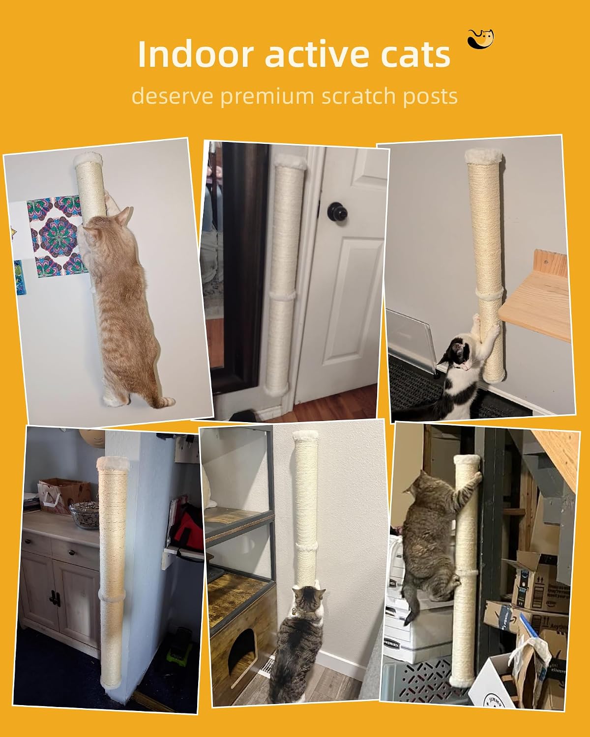 68" Wall Mounted Cat Scratcher - Beige - 2Pcs - image 3