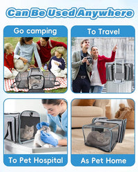 Expandable Travel Pet Bag, Scratch-Resistant Breathable Mesh, Crossbody&Tote Design, Durable&Spacious, Pet Carrier with High-Visibility Windows, Easy-Cleaning Fabric, Removable Soft Pad&Shoulder Strap