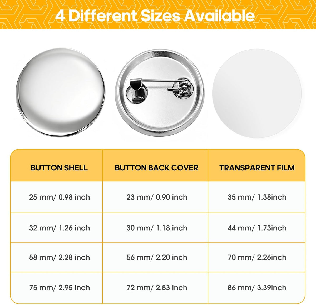 300 Pcs 58mm/2.28 inch Button Maker Supplies - 25mm/0.98 inch - Button Supplies Button Parts - image 4