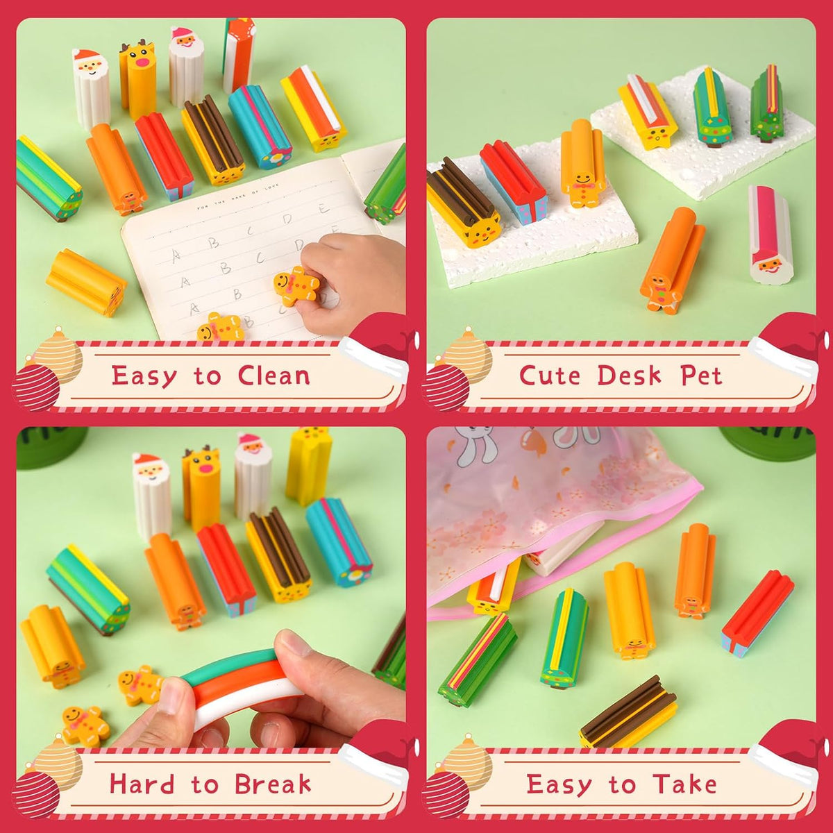 Wolpark mini erasers for kids shaped like cakes, donuts, ice cream, fruit and hearts - view 25