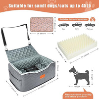 Memory Foam Booster Dog Car Seat for Medium Dogs Under 45 LBS, Elevated Pet Car Seat with Detachable Washable Cover, Anti-Slip Sturdy Dog Booster Seat with Seat Belt for Back Seat Travel