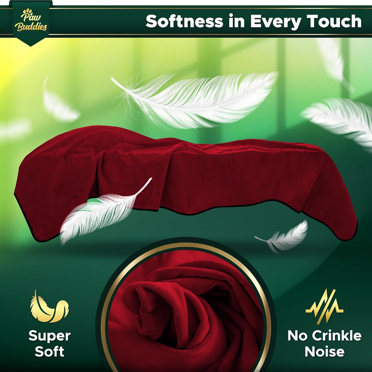 Paw Buddies Waterproof Blanket King Size 80"x90" for Dogs, Pets - Burgundy - image 4