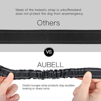 AUBELL Dog Seat Belt for Car,2 Pack Set 3-in-1 Adjustable Reflective Bungee Heavy Duty Dog Car Harness Tether with Clip Hook Latch & Buckle,Swivel Zinc Alloy Carabiner,Black+Black