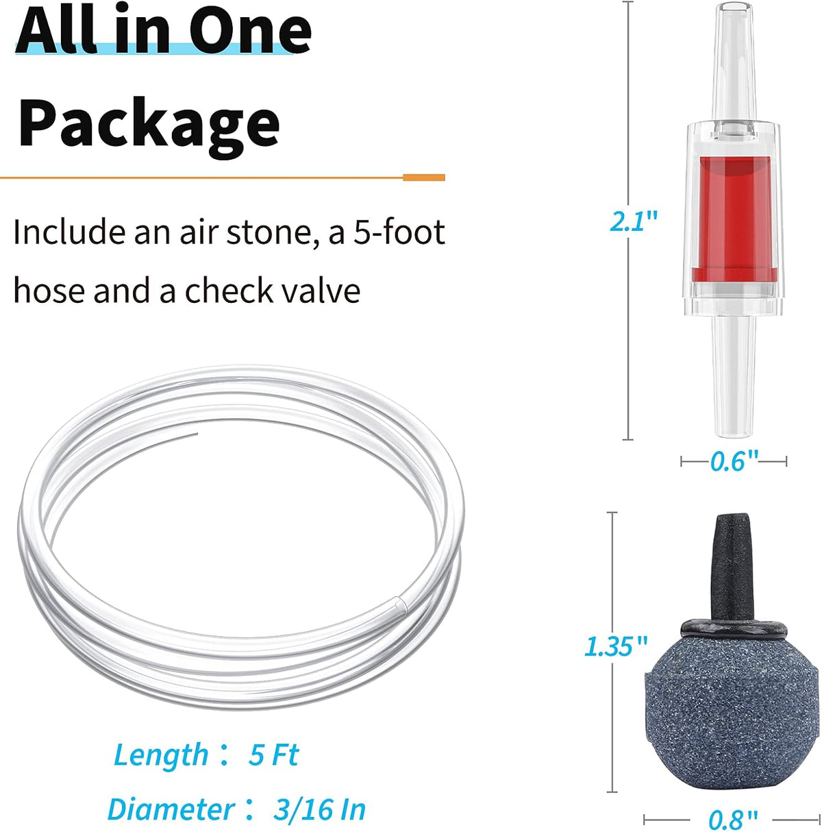 Pawfly Aquarium 15-40 GPH Compact Air Pump Quiet Oxygen Aerator Pump - 3-20 Gallon (Pack of 3) / Basic - image 3