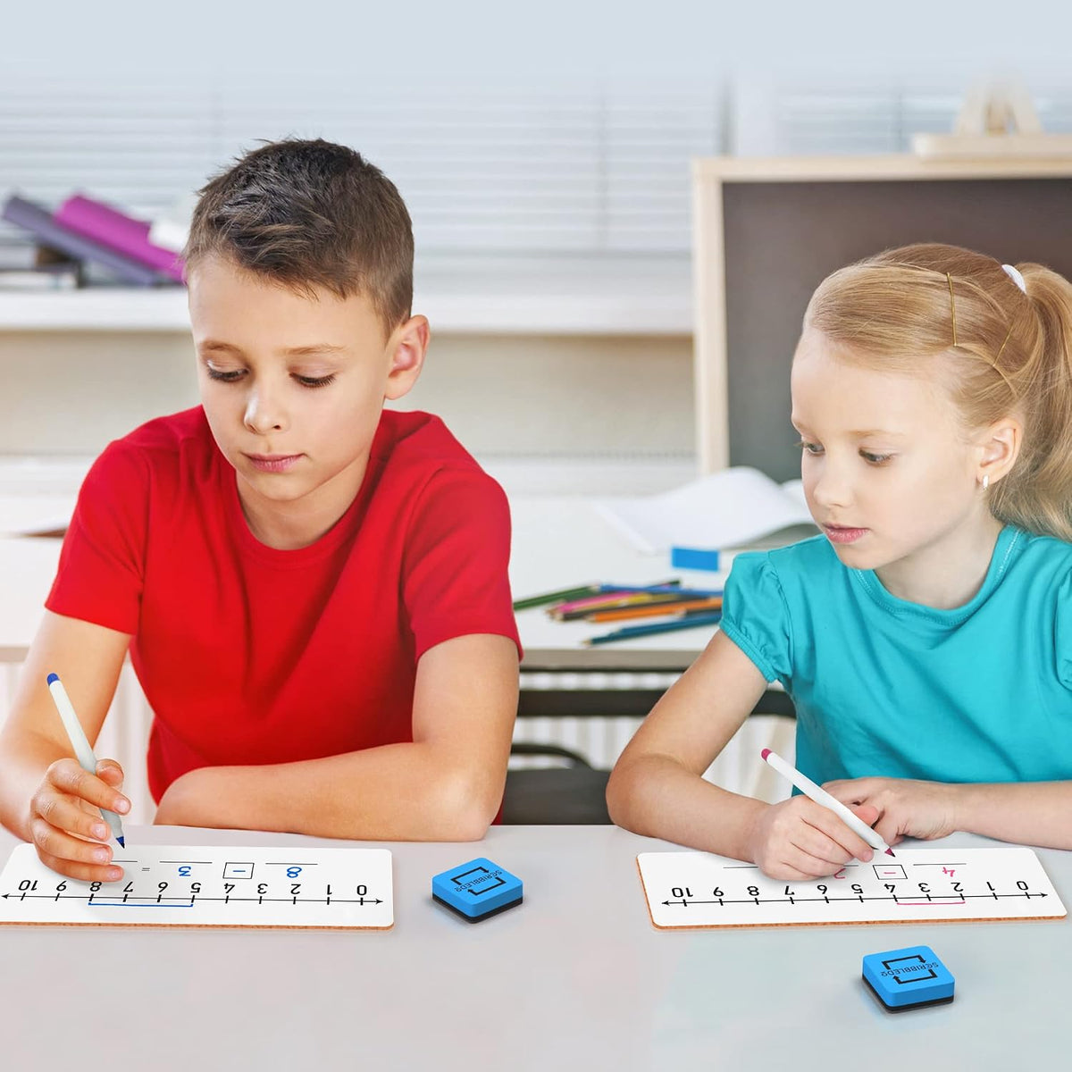SCRIBBLEDO Dry Erase Number Line Board 12x4 Double Sided 10 Set - 5 Pack with Erasers - image 2