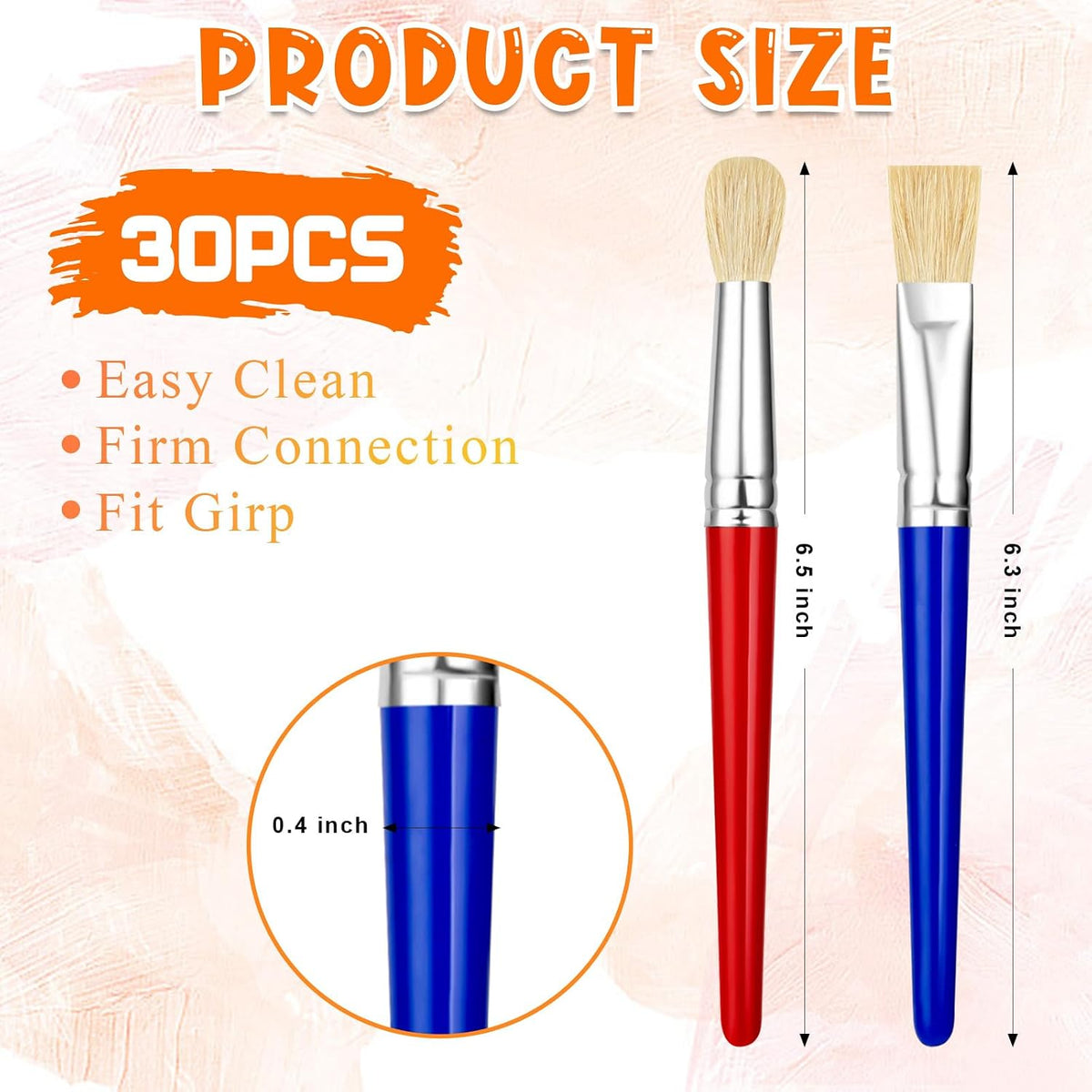 Paint Brushes for Kids, 10 Pcs Big Washable Chubby Toddler Paint Brushes, Easy to Clean & Grip - 30 Pack - image 3