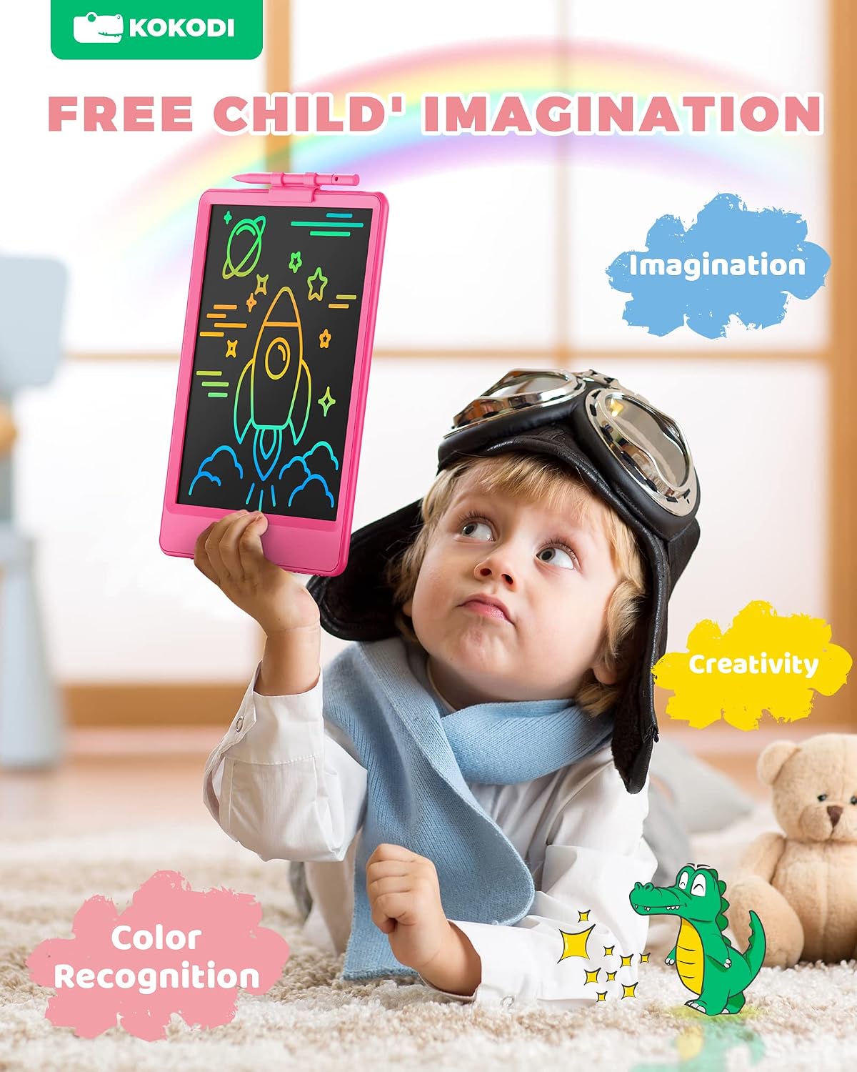 KOKODI LCD Writing Tablet 8.5-Inch Colorful Doodle Board - Rose Red - image 3
