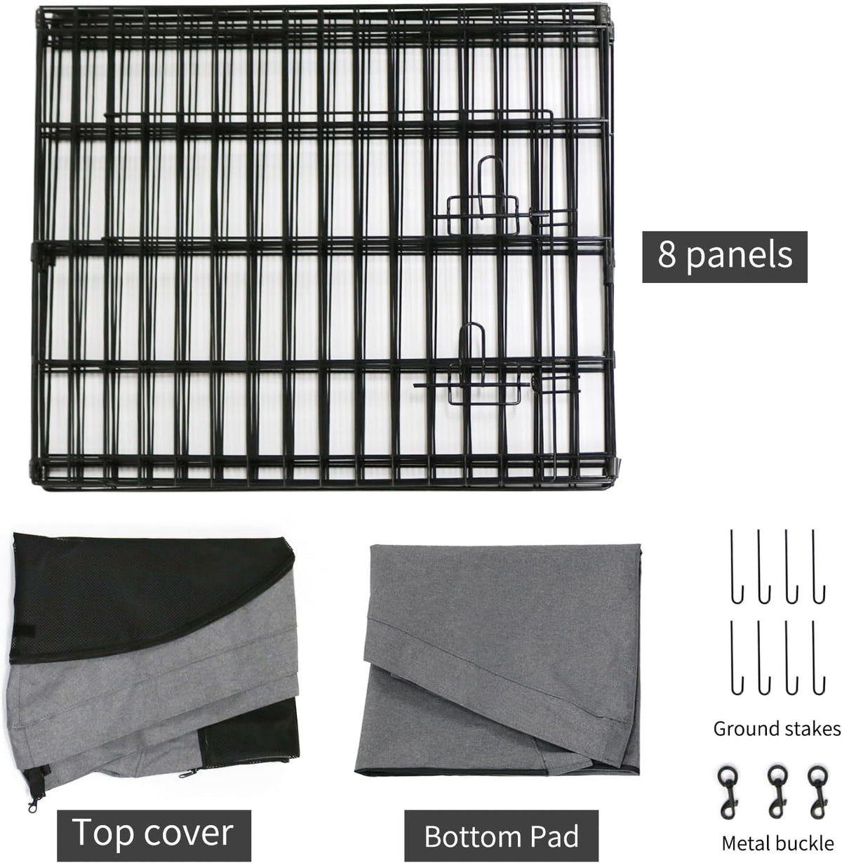 Foldable Metal Dog Exercise Pen/Pet Puppy Playpen Kennels Yard Fence - Gray / 30''H / Playpen+Bottom+Top Cover - image 4
