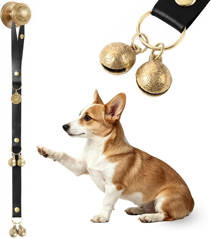 Kytely Leather Dog Doorbells to Go Outside - Black