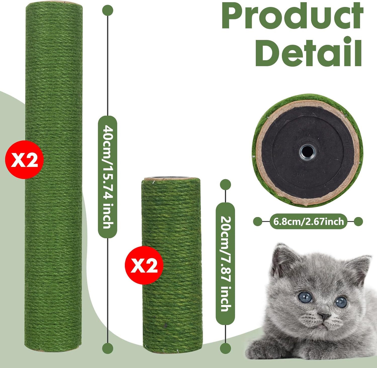 Cat Scratching Post Replacement - Green - image 3