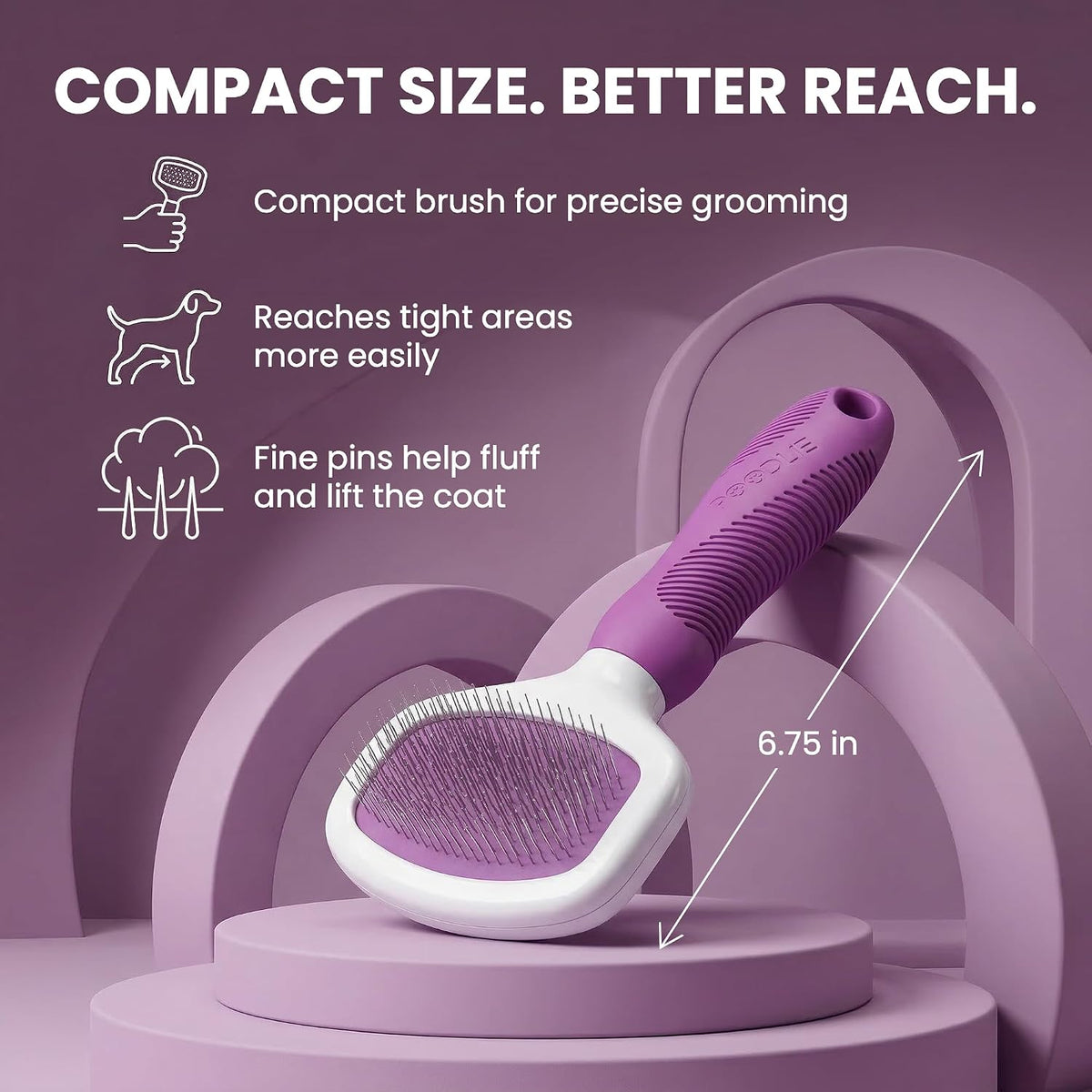 Poodle Pet Slicker Brush, For Dogs, Cats, and Rabbits - Purple / Regular Size - image 4