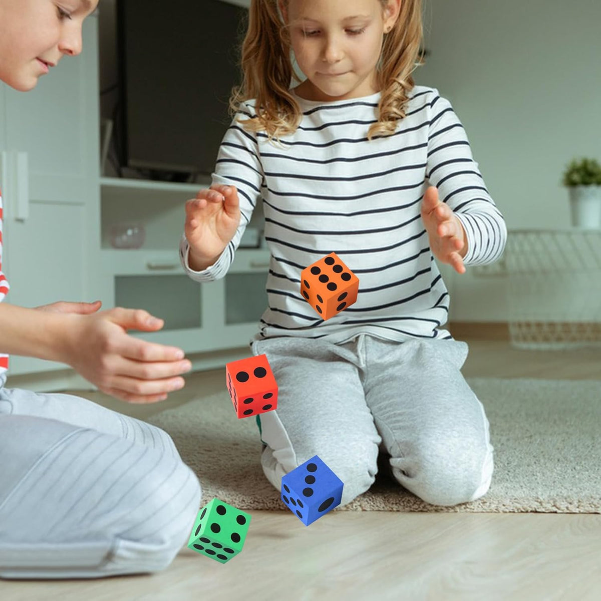 MIDELONG set of 6 colorful 1.5 inch foam dice with number dots - view 4