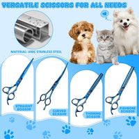 Professional Dog Grooming Scissors Set - 7 Inch (Pack of 5) / Blue - image 3