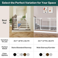 Cumbor 29.7-46" Baby Gate for Stairs, Toddler Safety Essentials for The House, Auto Close Dog Gate for Doorways, Mom's Choice Awards Winner-Easy Install Pressure Mounted Pet Gates for Dogs, White