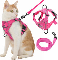 Cat Harness and Leash, Reflective Cat Harness Escape Proof for Walking, Adjustable Kitten Harness - X-Large / Hot Pink