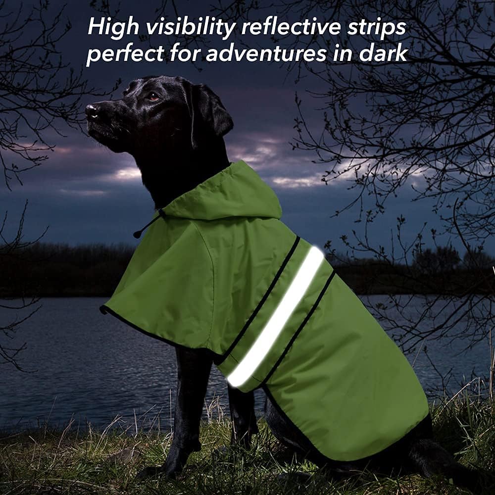 Waterproof Dog Raincoat, Adjustable Pet Rain Coats - Neon Green / Small - image 4