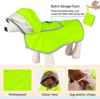 Lukovee Dog Raincoat, Waterproof Jacket with Clear Hood & Leash Hole, M – Essentials for Dogs - Green / Medium - image 3