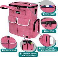 PetAmi Dog Travel Bag Organizer, Pet Supplies Diaper Tote - 12.0"L x 5.0"W x 15.0"H / Heather Pink - image 3