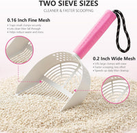 Cat Litter Scoop, Kitty Metal Scooper with Long Handle – Daily Care for Cats - Large / Pink - image 3