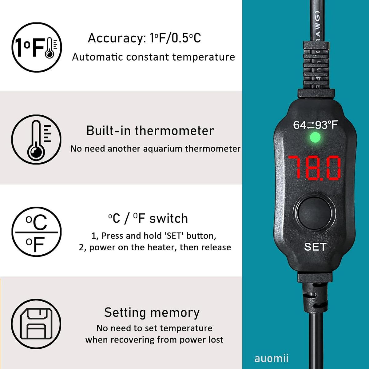 USB 10W Mini Submersible Aquarium Heater Adjustable Fish Tank Heater – Essentials for Fish - 10W PLUG - image 4