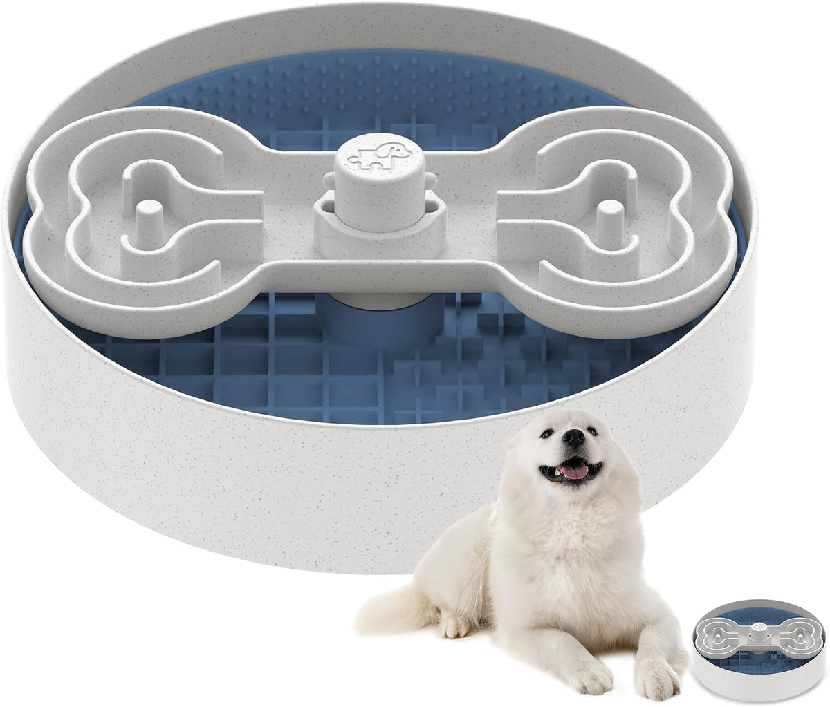 Slow Feeder Dog Bowl for Large Dogs with Non-Slip Base - L / Blue
