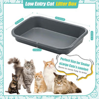 Uiifan 3Pcs Low Entry Cat Litter Box - Gray / 23 x 16 x 4.3 - image 2